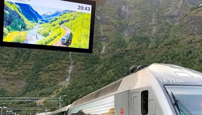 Sanntidsinformasjon på infoskjermer hos hele Flåmsbana
